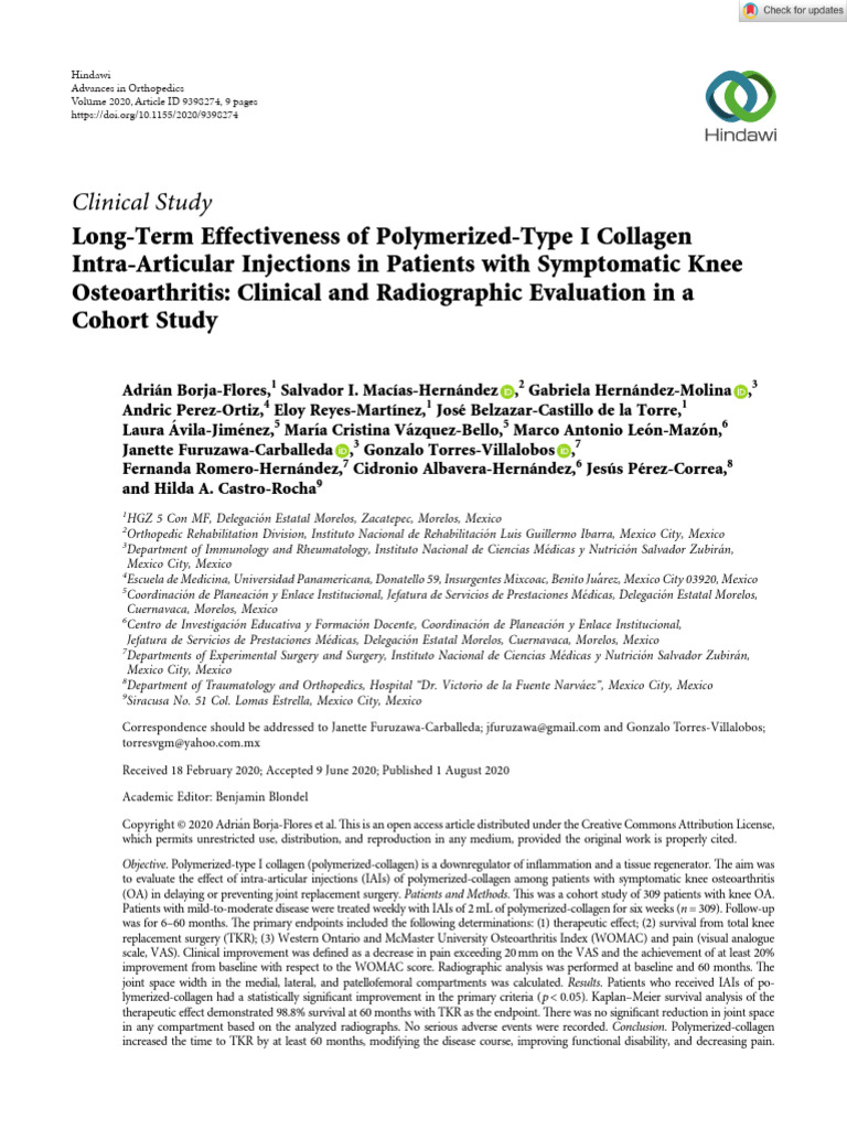 Long-Term Benefits of Collagen Injections for Knee OA | PDF | Knee ...