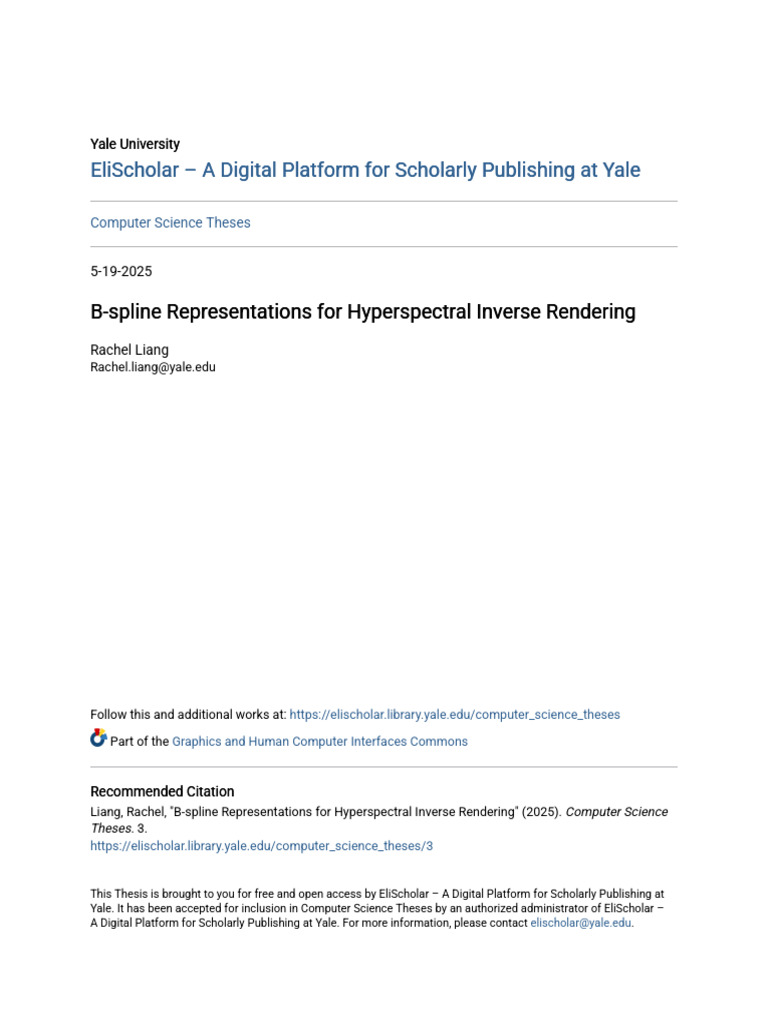 B-Spline Representations For Hyperspectral Inverse Rendering | PDF ...