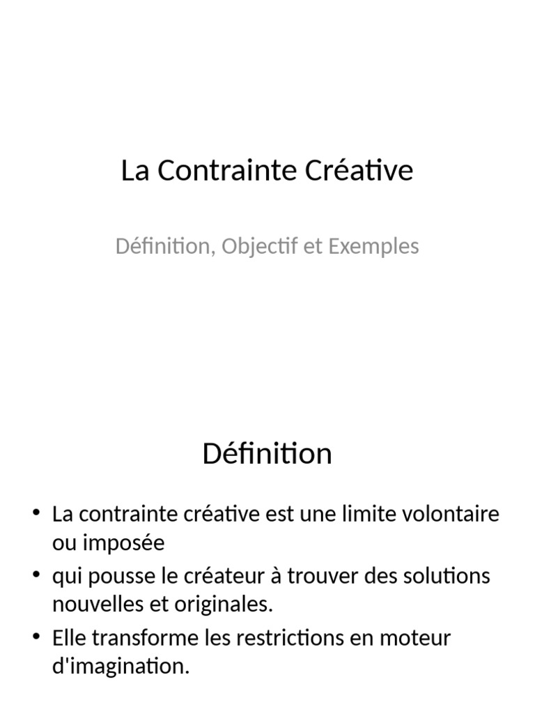 La Contrainte Créative : Définition et Exemples | PDF