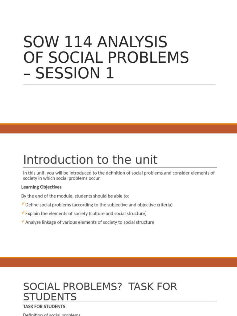 Sow 114 Analysis of Social Problems Session 1 For Provisional Cohort ...