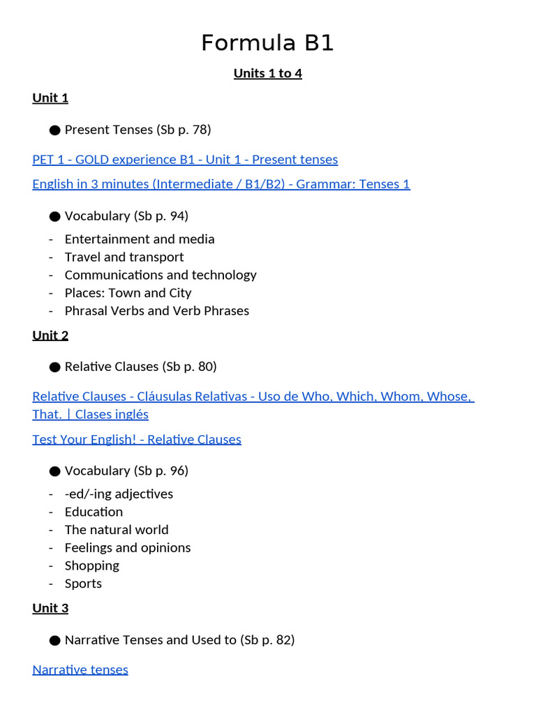 B1 English Grammar and Vocabulary Guide | PDF