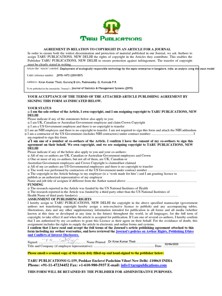 Copyright Assignment Agreement for Authors | PDF | Copyright | Indemnity