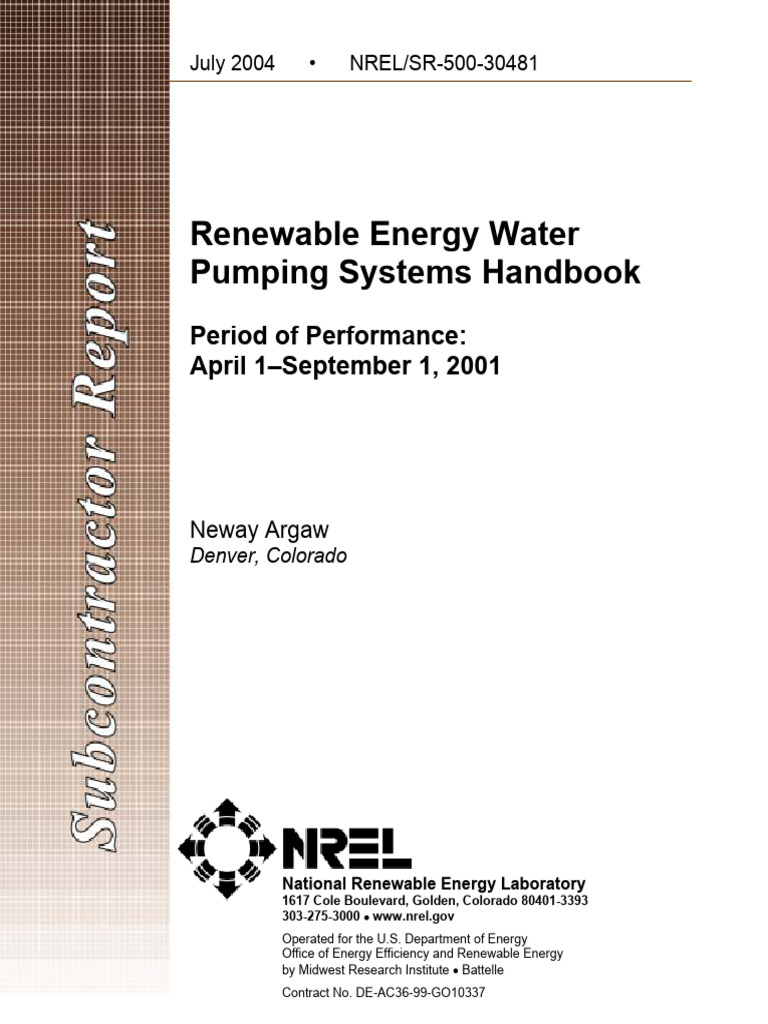 Renewable Energy Water Pumping Systems Handbook | PDF | Wind Turbine ...
