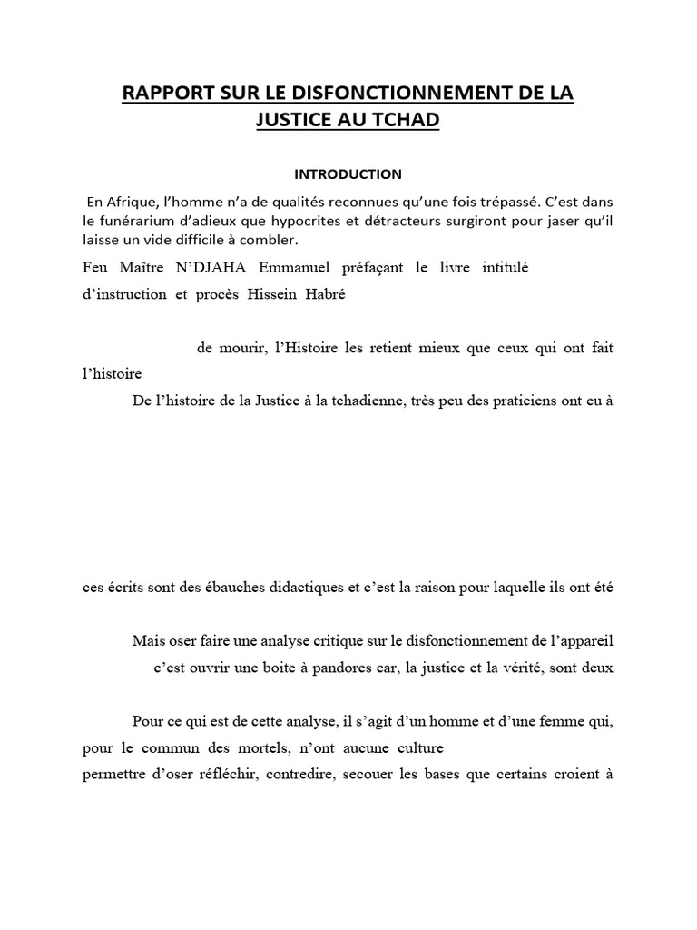 Dysfonctionnement de la justice au Tchad | PDF | Magistrat | Justice