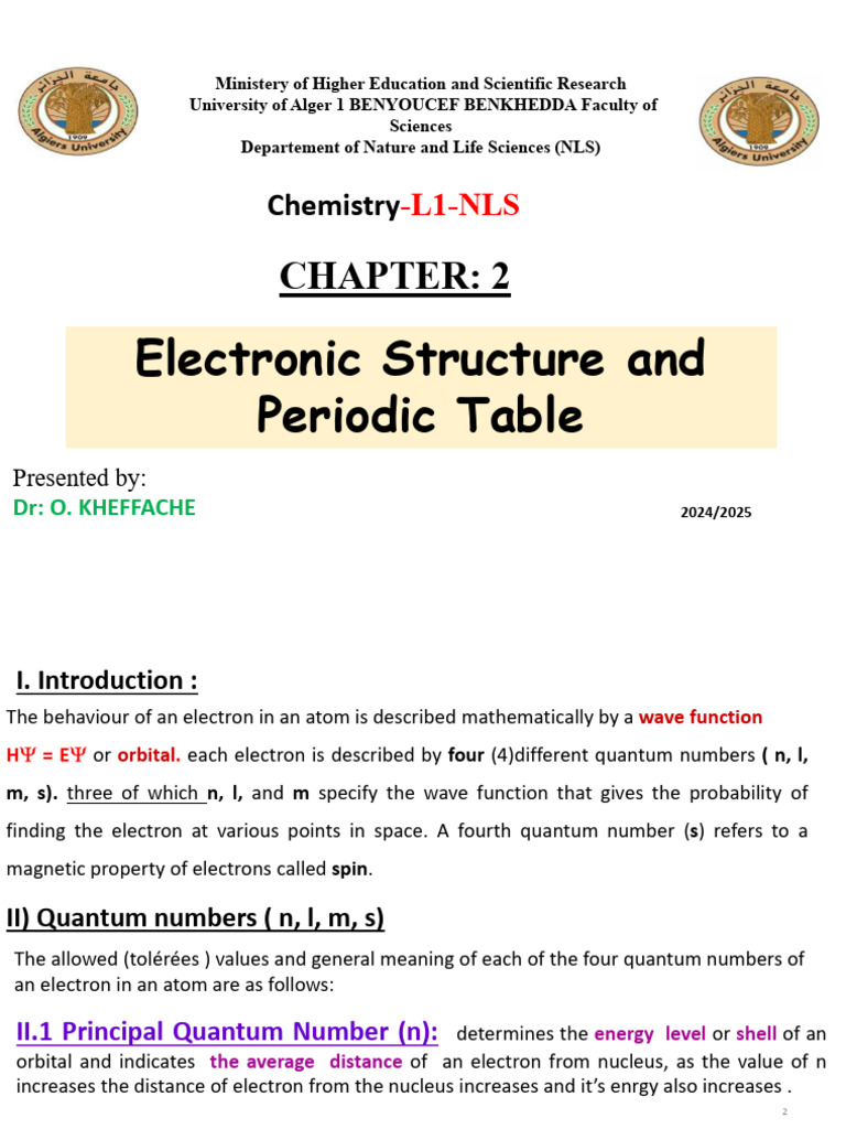 Chapter 02 Periodic Table | PDF | Electron Configuration | Atomic Orbital
