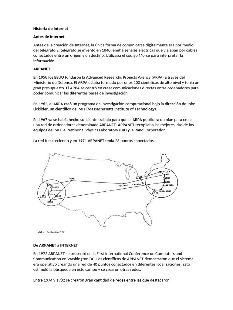 Historia de Internet | PDF | Conjunto de protocolos de internet | Red ...