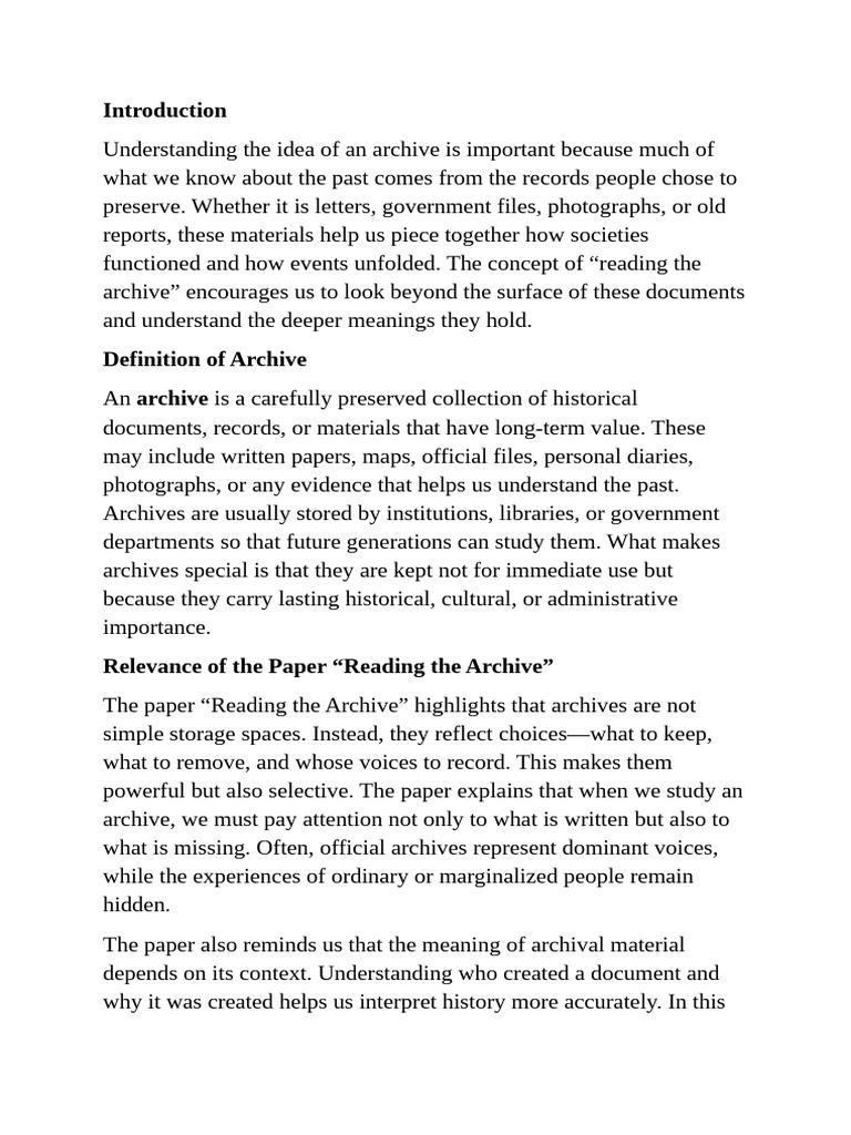 Understanding Archives and Their Impact | PDF