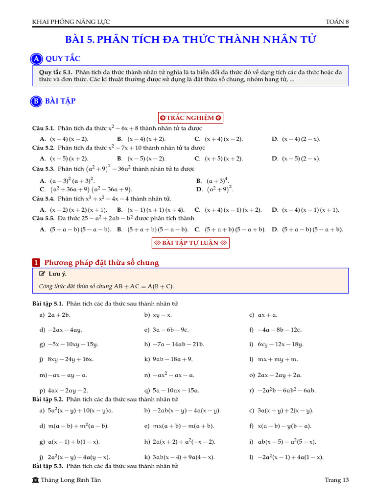 Phân Tích Đa TH C Thành Nhân T | PDF