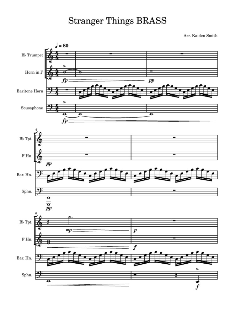 Stranger Things Brass Arrangement | PDF | Brass Instruments | Aerophones