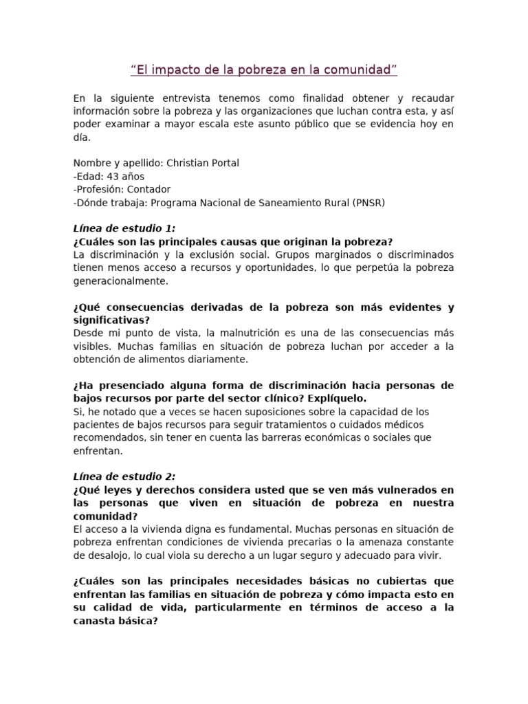 El Impacto de La Pobreza en La Comunidad | PDF | Pobreza | Pobreza e ...