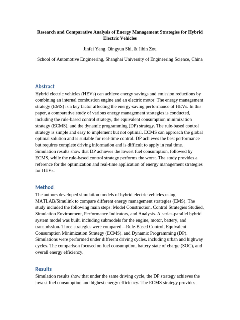 Research Comparative Analysis HEV APA Formatted | PDF | Hybrid Vehicle ...