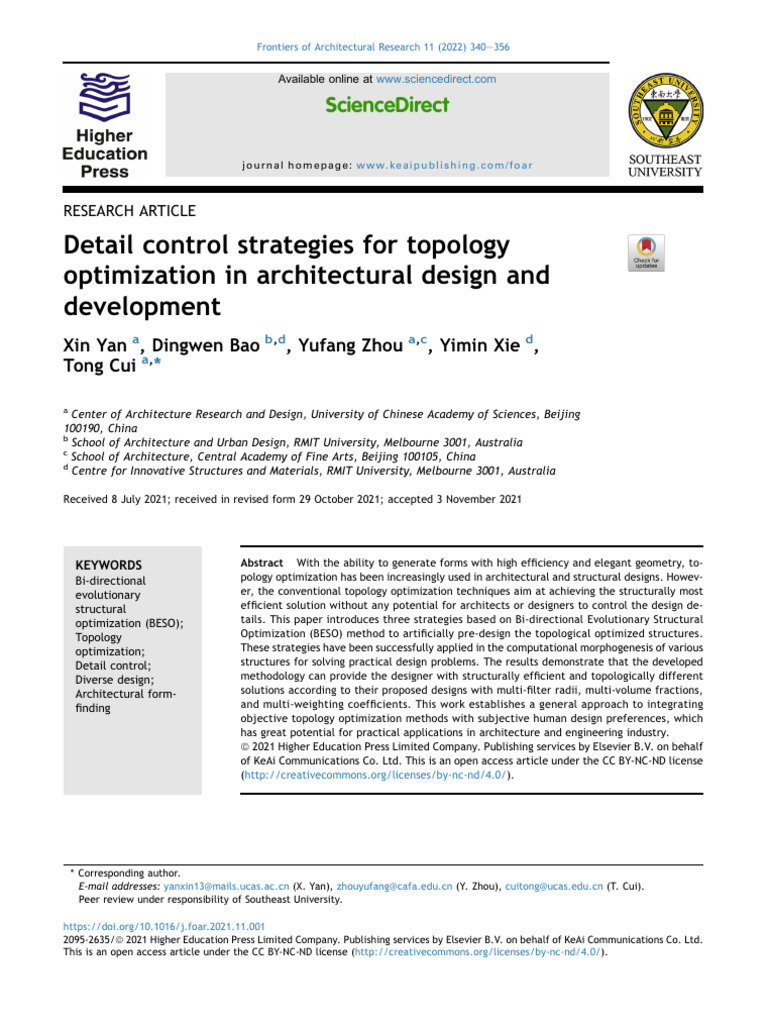 Detail Control Strategies For Topology Optimization in Architectural ...