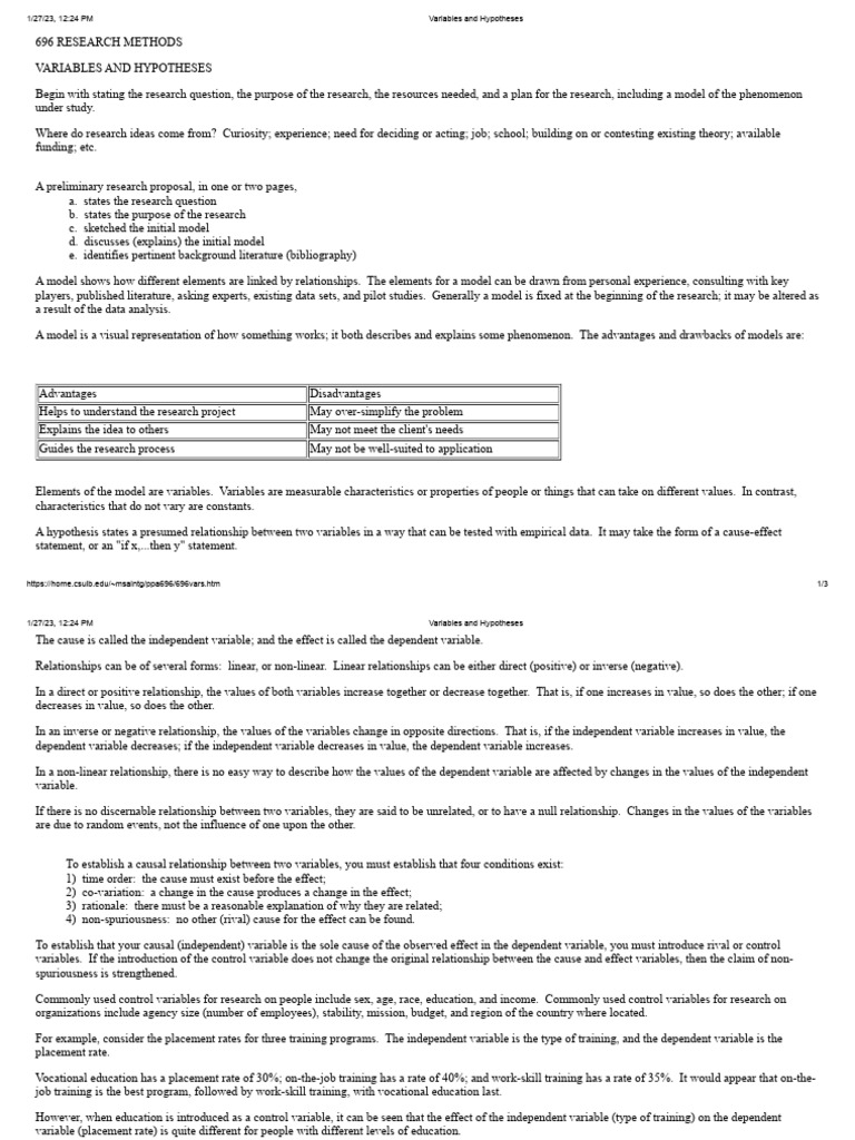 Understanding Variables and Hypotheses | PDF | Causality | Hypothesis