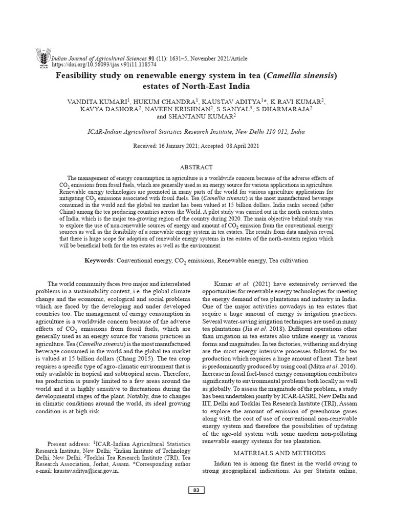 Feasibility Study On Renewable Energy Sy | PDF | Energy Development | Tea