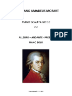 Mozart Sonata No 16-Complete Score - RSB 2011