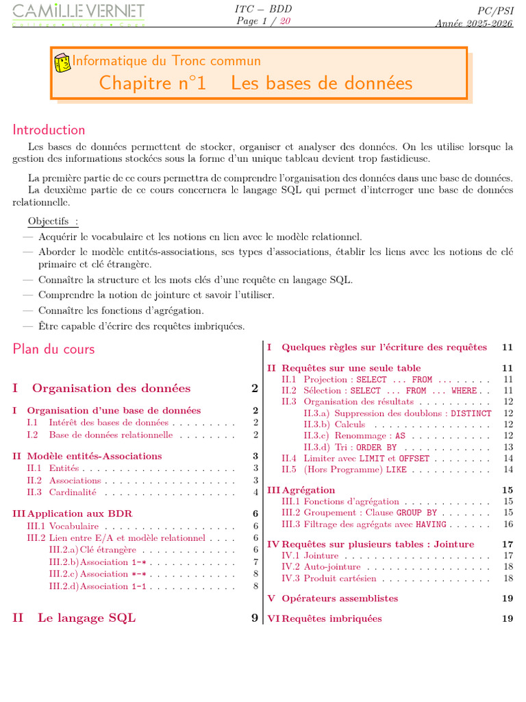 Introduction aux bases de données et SQL | PDF | Bases de données | SQL
