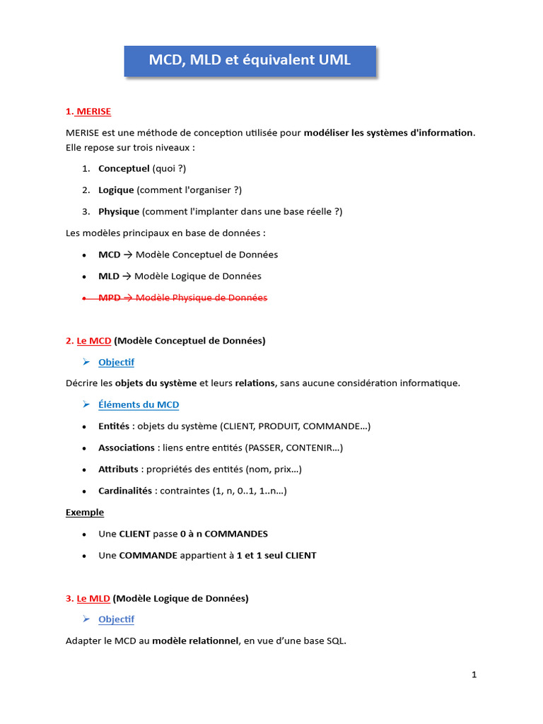 Méthode MERISE pour Systèmes d'Information | PDF | Ingénierie des ...