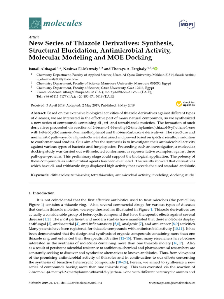 New Series of Thiazole Derivatives Synth | PDF | Proton Nuclear ...