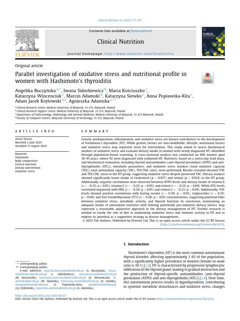 Parallel Investigation of Oxidative Stress and Nut | PDF | Cholesterol ...