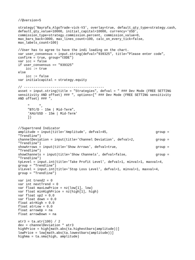 Supertrend Trading Strategy Script | PDF | Financial Markets | Private ...