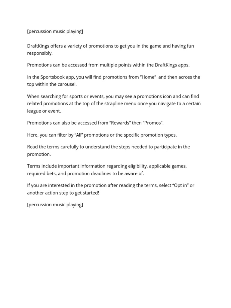 Transcript - How To Find and Opt Into Promotions (IOS) | PDF