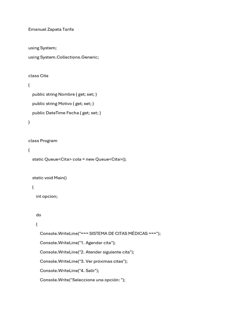 Actividad de Colas | PDF | Cola (tipo de datos abstractos ...