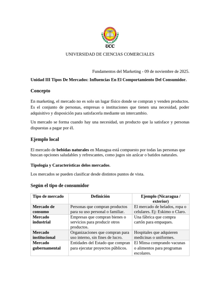 Tipos de Mercados y Comportamiento del Consumidor | PDF | Mercado ...