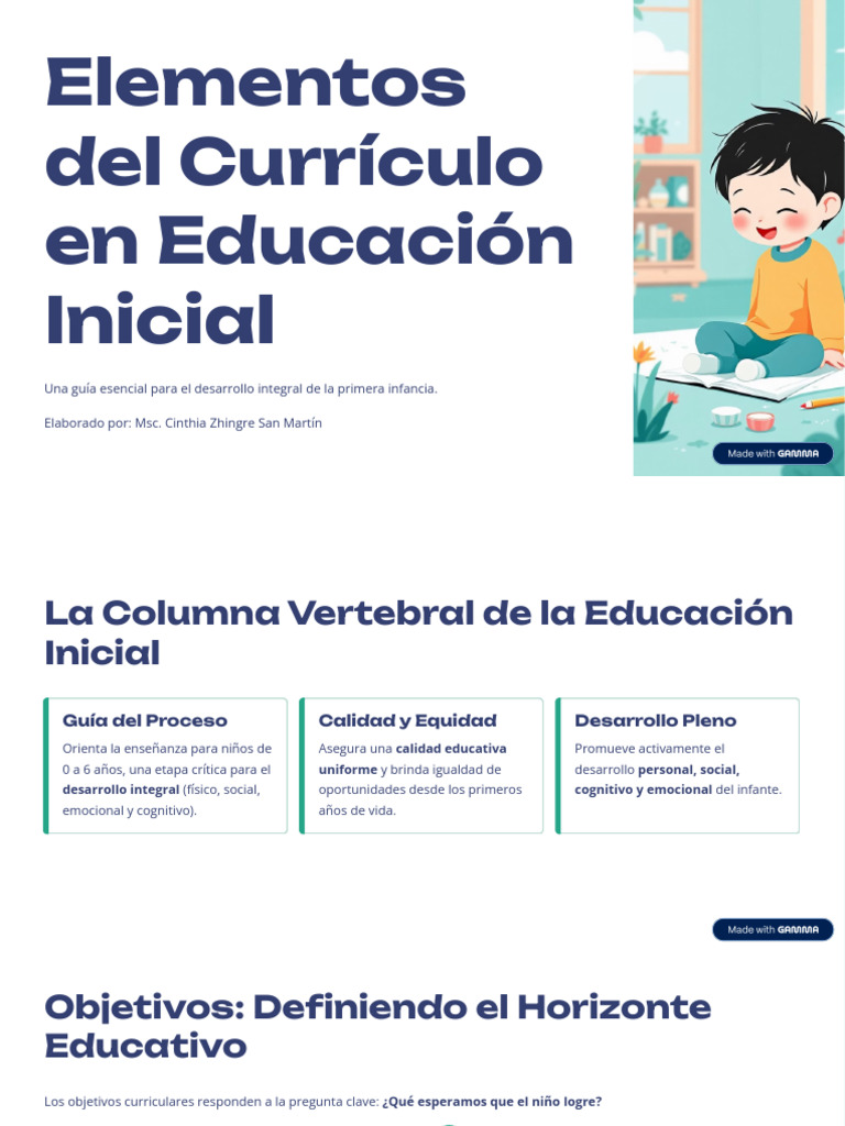 Elementos Clave del Currículo en Educación Inicial | PDF | Plan de ...