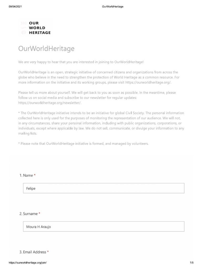 Our World Heritage Applying PDF | PDF