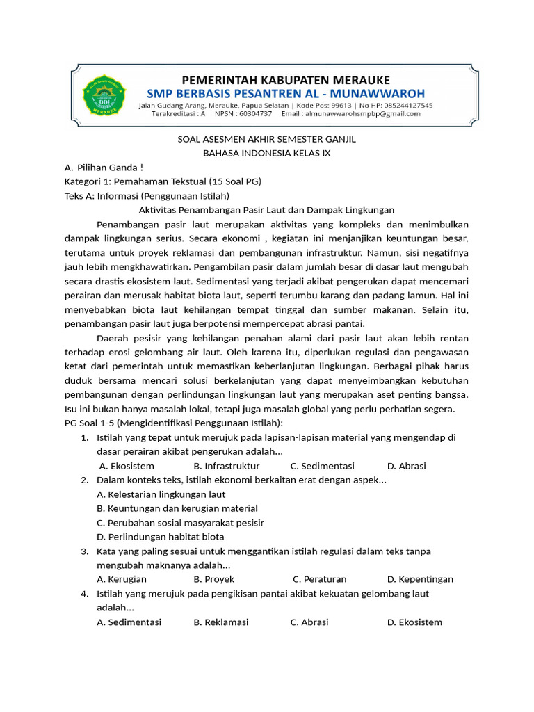 Soal UAS Bahasa Indonesia Kelas IX | PDF