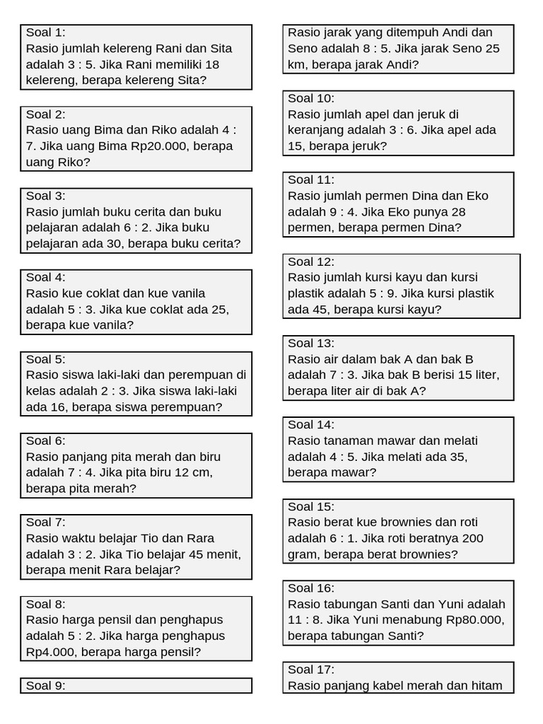 Soal Rasio dan Penyelesaiannya | PDF