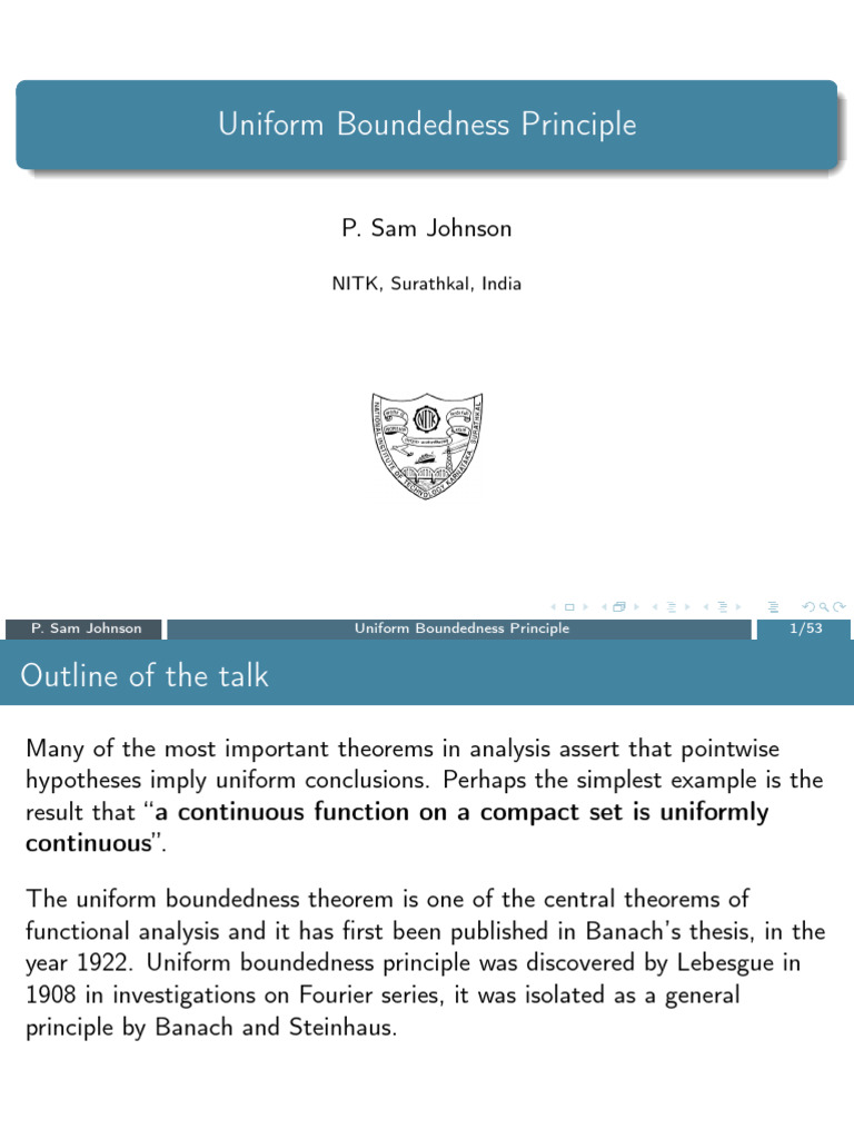 Understanding the Uniform Boundedness Principle | PDF | Banach Space ...