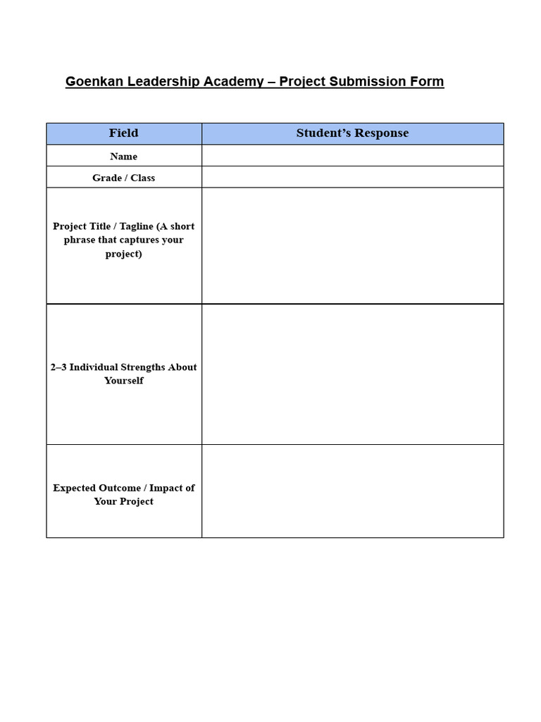 For Oct. 17 - Launch-GLA - Project Submission Form | PDF