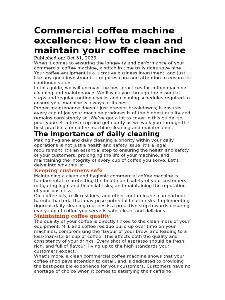 Coffee Machine Cleaning & Maintenance Guide | PDF | Coffee | Drink