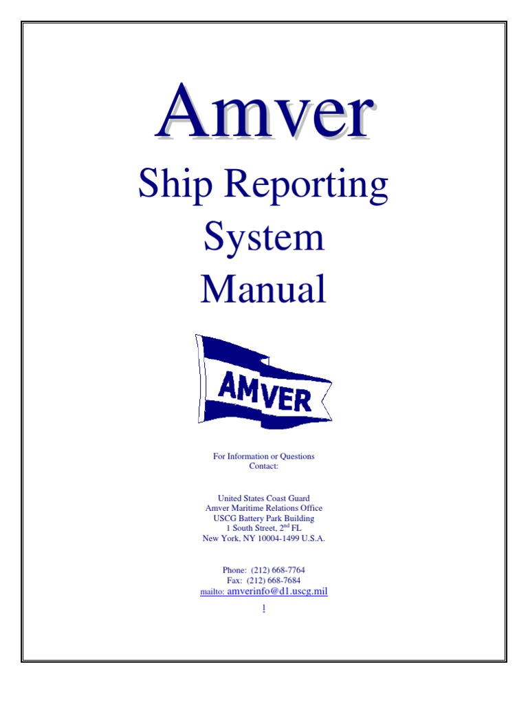 Amver Ship Reporting System Manual | PDF | Navigation | Water Transport