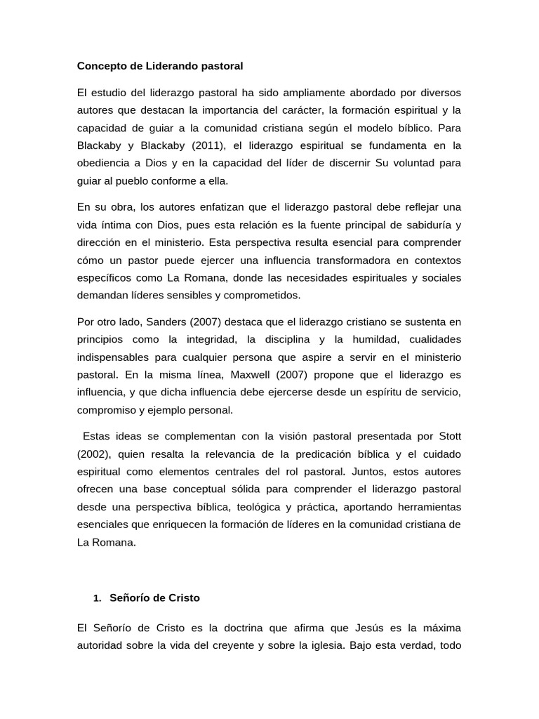 Liderazgo Pastoral: Principios Bíblicos | PDF | Iglesia cristiana | Pastor