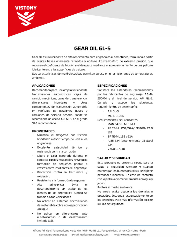 Gear Oil GL-5 - 80W90 - 85W140 | PDF
