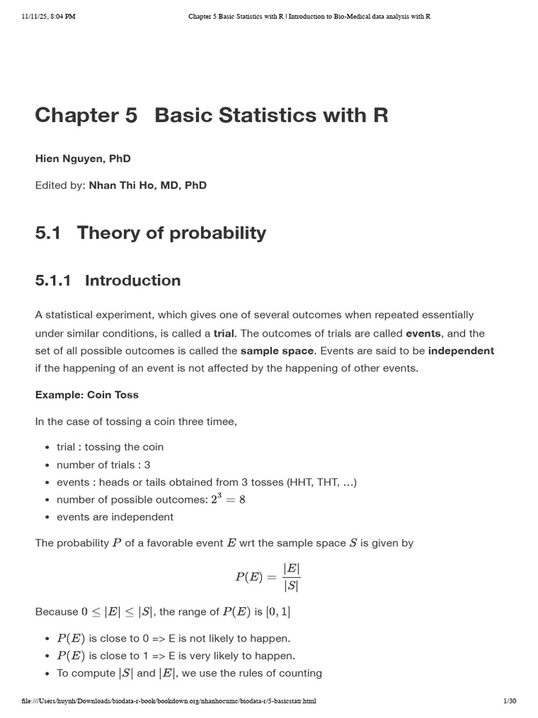 Chapter 5 Basic Statistics With R - Introduction To Bio-Medical Data ...