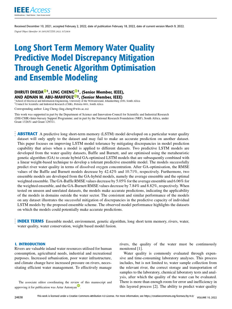 Long Short Term Memory Water Quality Predictive Mo | PDF | Water ...