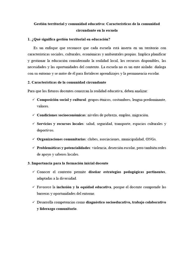 Gestión Territorial en Educación y Comunidad | PDF | Comunidad | Maestros
