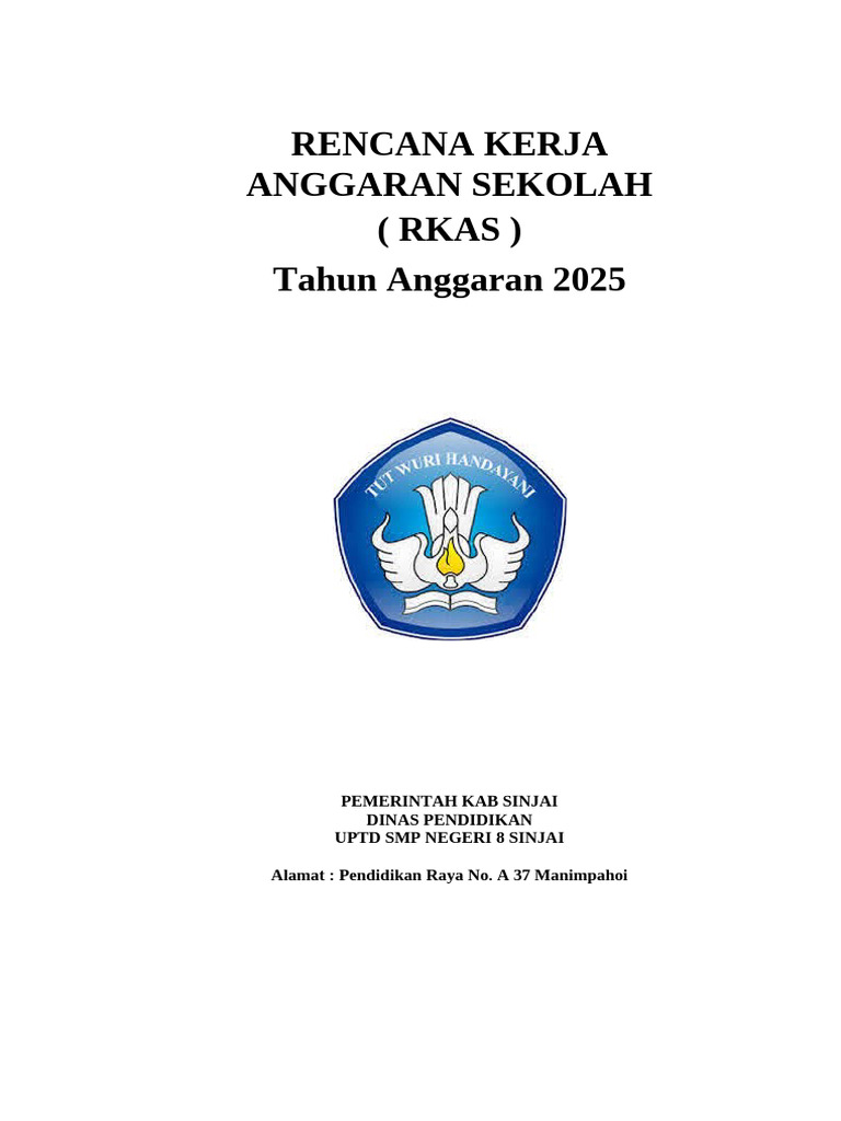 RKAS 2025 UPTD SMP 8 Sinjai: Rencana Anggaran | PDF