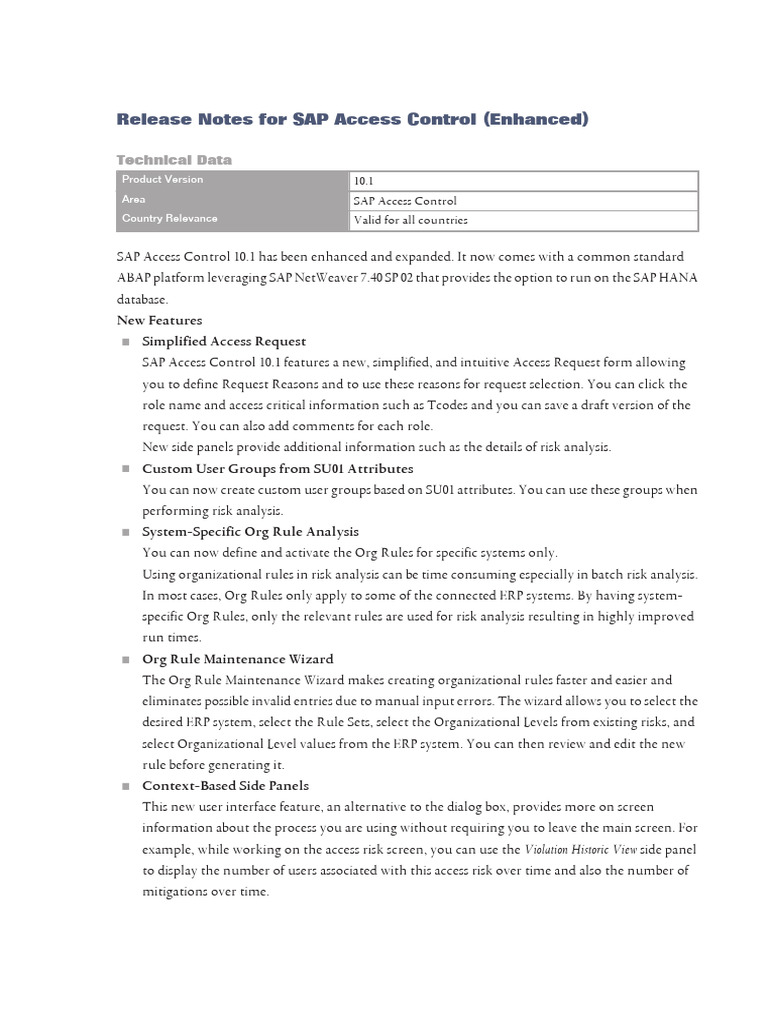 AC 10-1 Release Notes | PDF | Risk | Access Control