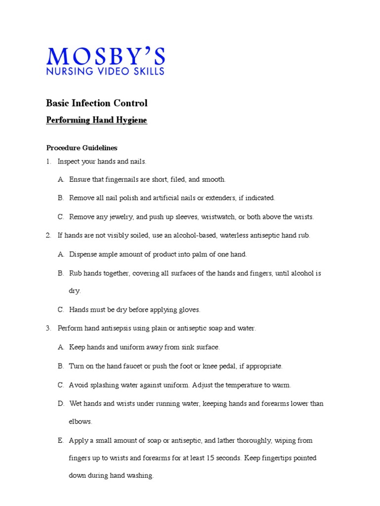 Hand Hygiene Procedure Guidelines | PDF