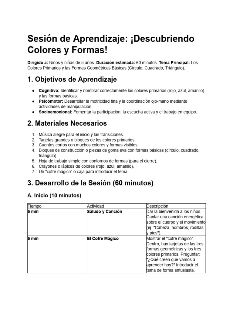 Aprendizaje de Colores y Formas para Niños | PDF