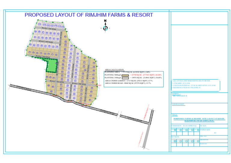 Proposed Layout of Rimjhim Farms & Resort: ROAD 7.5M Wide | PDF