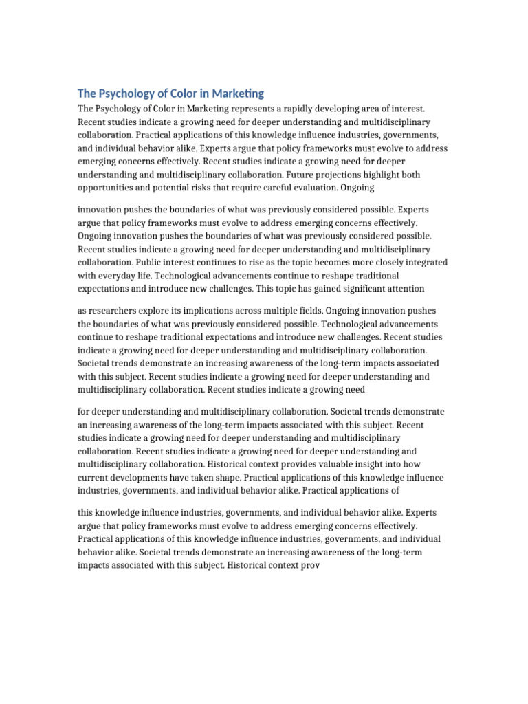 Color Psychology in Marketing Insights | PDF | Psychology | Innovation