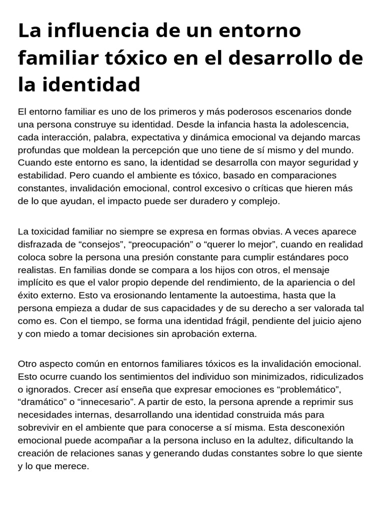 La Influencia de Un Entorno Familiar en La Vida | PDF | Las emociones ...