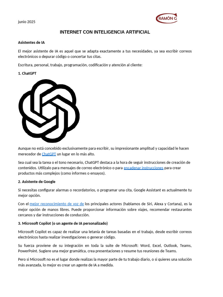 Mejores Asistentes de IA en 2025 | PDF | Inteligencia artificial ...