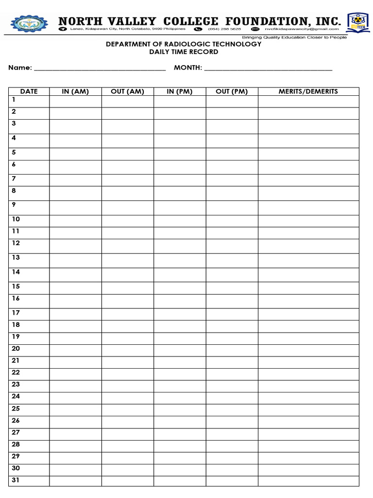 Radiologic Technology Daily Time Record | PDF