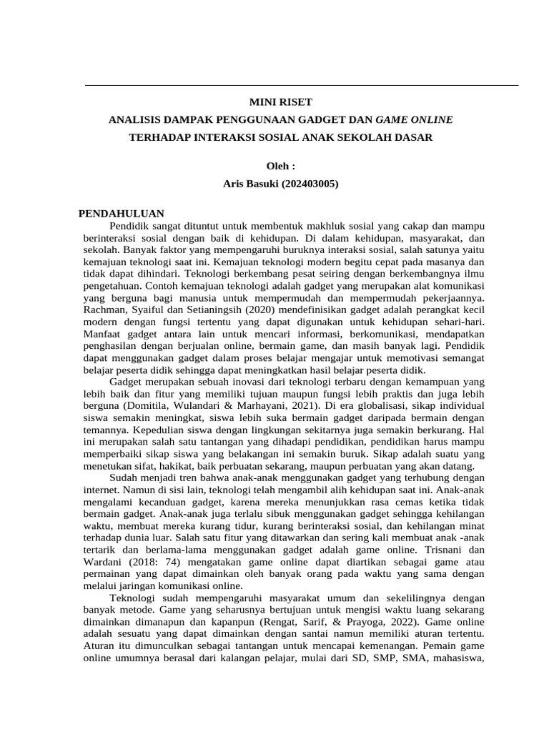 Mini Riset Aris Basuki | PDF